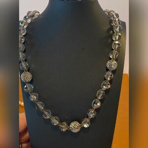 LLC 925 Sterling Silver Crystal Beaded Necklace Pave Rhinestone 24” Party Formal